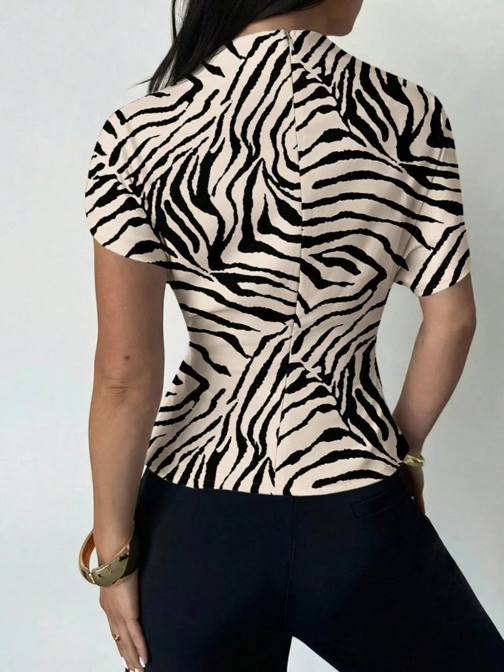 Multicolor Casual Women's Animal Print Collar Slim Fit Blouse